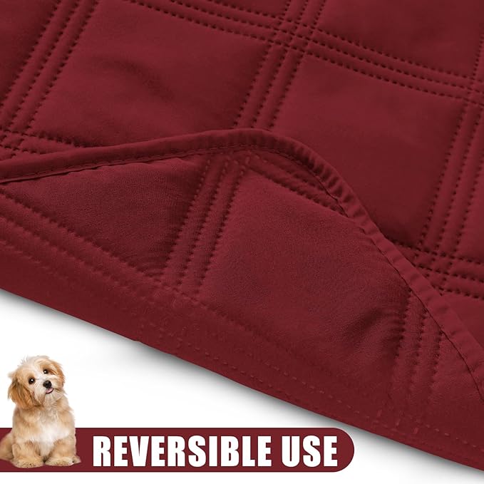 Smiry Waterproof Dog Bed Cover Blanket 40x80, Soft Reversible Pet Blanket, Washable Leakproof Cats Dogs Couch Cover for Sofa, Couch, Furniture, Lattice, Wine Red/Wine Red