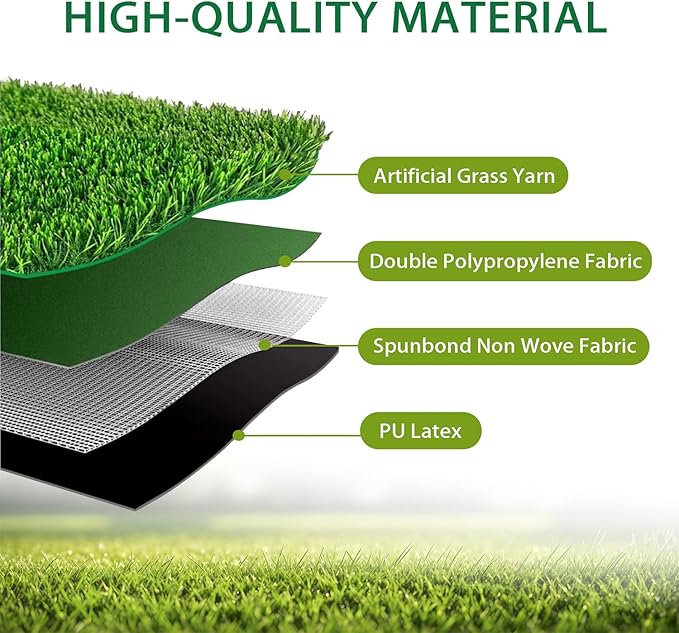 Artificial Turf Tiles 12X12 in,0.6 in Thick,Fake Grass Patch Indoor Outdoor Garden Lawn Patio,Synthetic Turf Mat,Realistic Grass Rug for Dogs Pets Lawn Landscape Squares,Green (8 Packs)