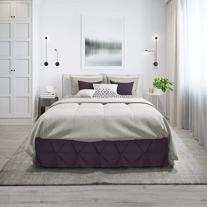 Nestl Purple Bed Skirt - King Size, Pinch Pleat, 14" Drop, Hotel Quality, Premium Microfiber