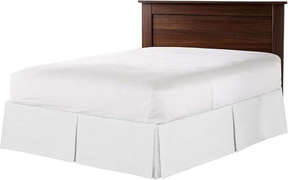 Bed Skirt - 100% Cotton 800 Thread Count Box Pleated Bed Skirt - Luxury Pleated Dust Ruffle, Hotel Quality Modern Bed Skirt, Easy Fit with 12 Inch Tailored Drop, Queen, White