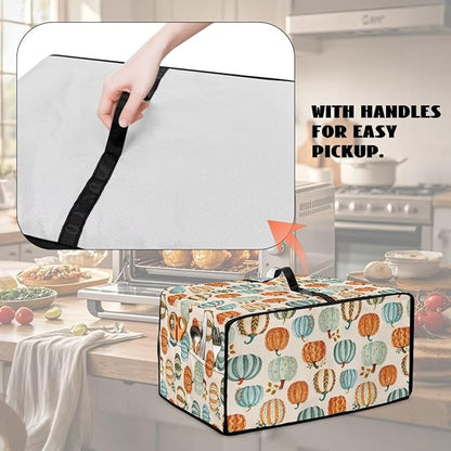 Toaster Oven Dust Cover Dustproof Smart Oven Air Fryer Microwave Cover with Side Pockets, Electric Appliance Protector for Kitchen, S, Pumpkin Pattern