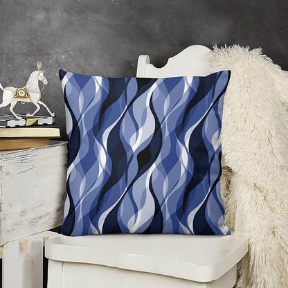 Navy Blue Throw Pillow Covers Modern Abstract Black and Blue Striped Decorations for Bedroom Living Room Farmhouse Sofa Pillows Bed Couch 18x18 Inch