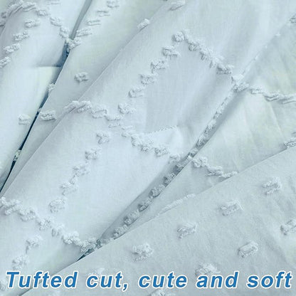 Wowelife Baby Crib Bedding Set for Girls, 3 Piece Boho Crib Comforter Set Ruffle, Baby Boy Crib Bedding Set Nursery Blanket Set Neutral Include Quilted Comforter, Crib Skirt and Sheet, Blue