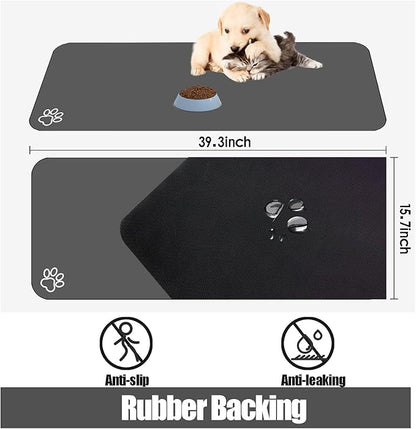 Large Pet Feeding Mat, Absorbent Quick Dry Dog Mat for Food and Water Bowl, Non Skid Cat Bowl Mat, No Stains Quick Dry for Pet Water Dispenser Pet Supplies for Messy Drinkers