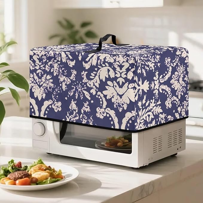 Microwave Oven Universal Dust Cover, Vintage Pattern Waterproof Polyester Fabric Dust Cover Heat-Resistant Air Fryer Dust Cover Appliance Airfryer Dust Jacket