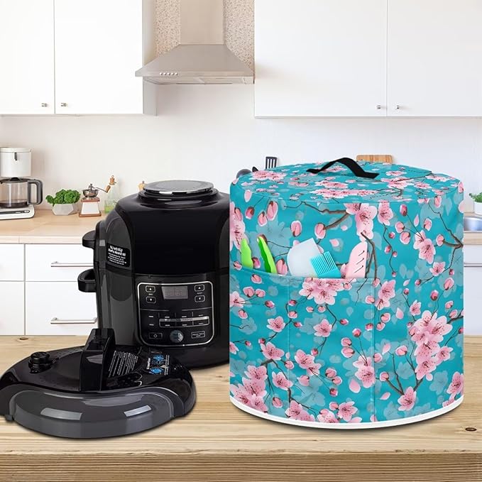 Dust Cover for 6 Quart Air Fryer and Electric Pressure Cooker with Pocket, Dust-Proof Cover for Electric Appliance, Small Appliance Covers Accessories Cherry Blossom