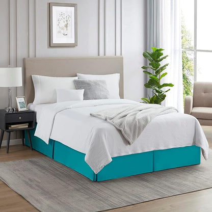 Nestl Teal Full XL Bed Skirt - Full XL Size Bed Skirt 14 Inch Drop - Brushed Microfiber Bed Skirts - Hotel Quality Pleated Bed Skirt - Shrinkage & Fade Resistant