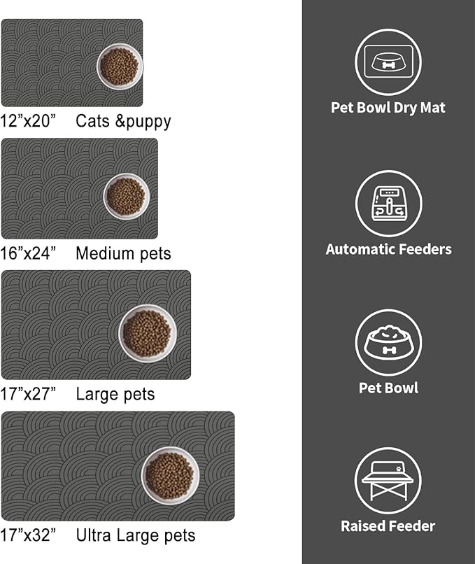 Dog Food Mat for Floors, Absorbent and Quick-Drying Pet Cat Food Mat,Anti-Fouling and Easy-to-Clean Pet Feeding Mat,Dog Bowl Mats for Messy Drinking Water Bowls.12 x20inch Boho Style