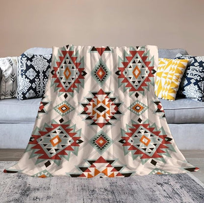 Southwest Style Blanket, Boho Geometric Print Throw Blanket Tribal Aztec Blanket for Couch Bed Sofa Cover Throw Home DéCor 50"x60"