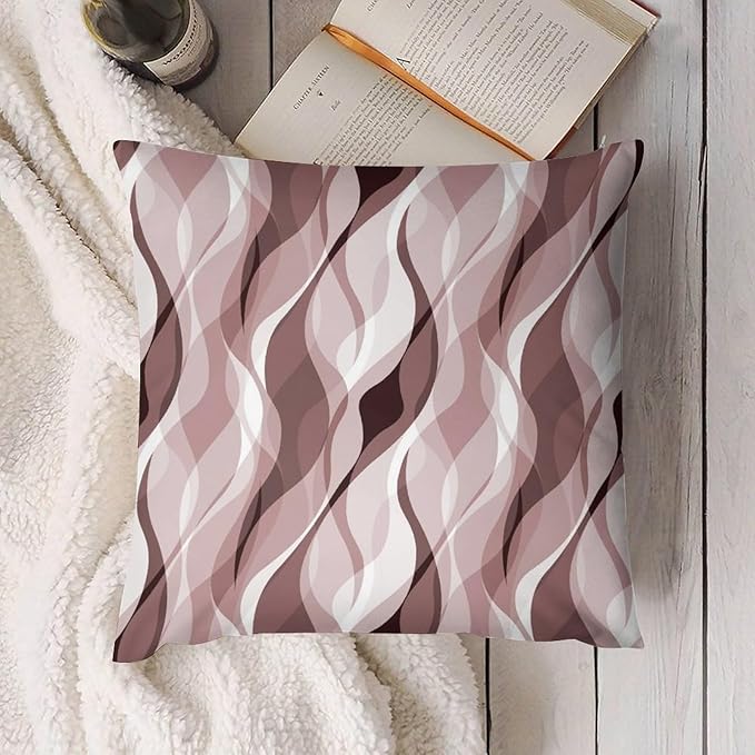 Pink Throw Pillow Covers Modern Abstract Pink and Grey Striped Decorations for Bedroom Living Room Farmhouse Sofa Pillows Bed Couch 22x22 Inch