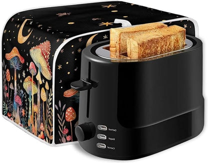 ZFRXIGN Mushroom Toaster Covers 4 Slice Toaster Dust Cover Moon Night Toaster Bag Kitchen Appliance Covers Toaster Oven Dustproof Cover Machine Washable Toaster Cover Galaxy Black