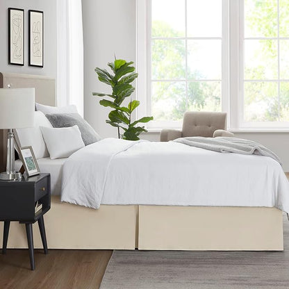 Nestl Cream Full Bed Skirt - Full Size 14 Inch Drop - Brushed Microfiber Hotel Quality Pleated Bed Skirt - Shrinkage & Fade Resistant