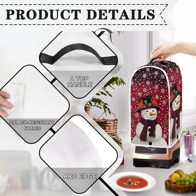 Christmas Blender Cover for Kitchen Waterproof Food Processor Dust Cover with Handle Decorative Coffee Machine Dust Protector Covers for Kitchen Countertop Home Decor