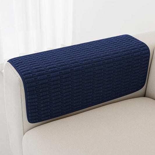 Foxdecor Couch Arm Covers Sofa Armrest Covers, Arm Chair Covers Set of 2, Non-Slip Arm Rest Cover for Sofa, Armchair Slipcovers Couch Protector (Dark Blue 24x28 inch)