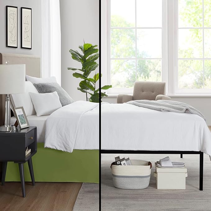 Nestl Calla Green Full Bed Skirt - Full Size Bed Skirt 14 Inch Drop - Brushed Microfiber Bed Skirts - Hotel Quality Pleated Bed Skirt - Shrinkage & Fade Resistant