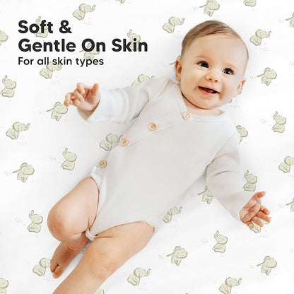 2-Pack Mini Crib Sheets Fitted - 38x26 Pack N Play Sheets for Pack and Play Mattress, Organic Cotton, Soft & Breathable Playard Bedding, Neutral Mini Toddler Bed Cover for Boys, Girls (Elly)