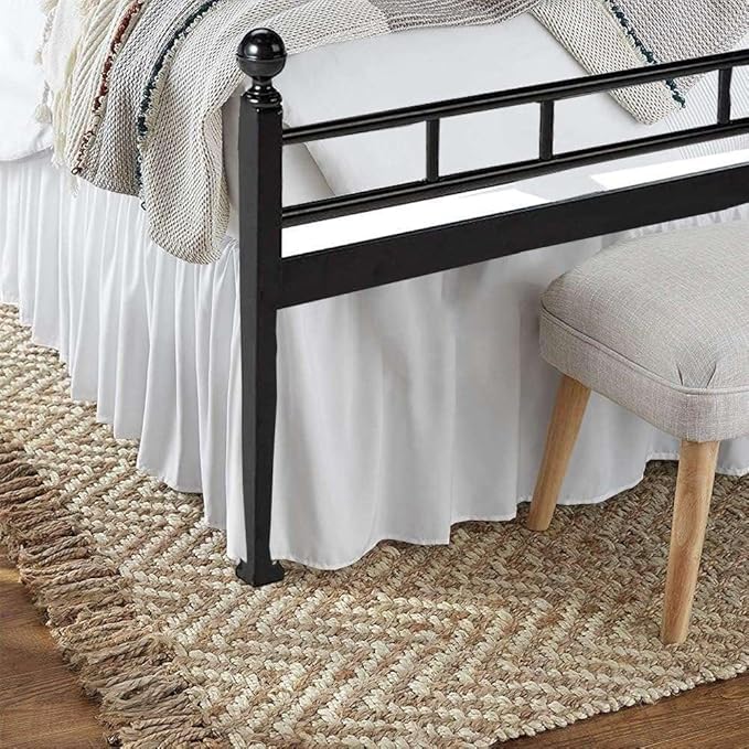 SlumberWell King Bed Skirt with Split Corners, Soft Microfiber, 22 Inch Drop, White Solid, Elegant Ruffled Design