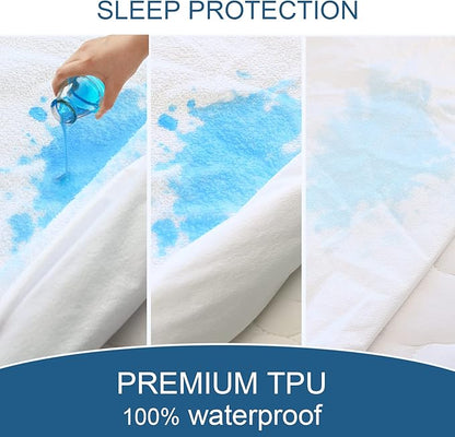 Twin Mattress Protector Waterproof Soft & Breathable Terry, Noiseless Twin Mattress Cover Fitted Sheets up -14'' Mattress Protector for Kids Bed Cover Mattress Pad Protecor Machine Wash