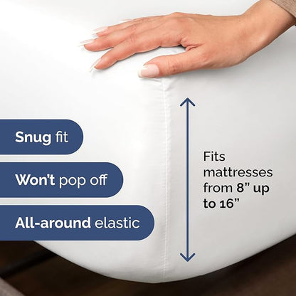 Split California King Bed Sheets - Extra Soft Split California King Sheets Sets – Designed for Split California King Mattresses – Cal King Split Fits 14" to 16" Deep Pocket Fitted Sheet Set – White