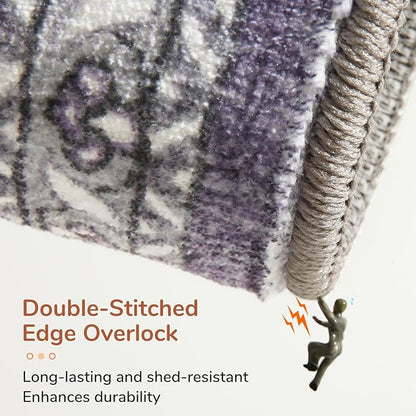 OPPODREAM Thin 10x14 Area Rugs, Washable Rugs 10x14 with Non Slip Backing, Low-Pile Faux Cashmere 10 x 14 Carpet, Purple