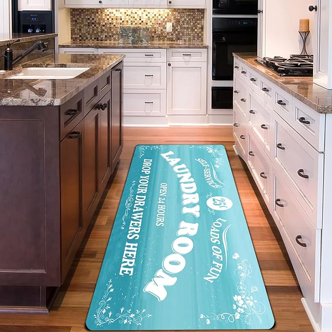 Zoke Laundry Room Rug Runner Stylish Non-Slip Laundry Room Mat 20"x59", Versatile, Waterproof Runner for Laundry, Kitchen, and Bathroom, Mudroom Decor and Farmhouse Charm