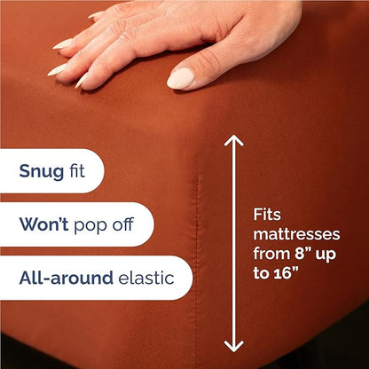 Twin XL Size 3 Piece Sheet Set - Comfy Breathable & Cooling Bed Sheets Set - Hotel Luxury Bedding for Women, Men, Kids, Teens, Boys & Girls - Deep Pockets, Soft, Wrinkle Free - Oeko-Tex - Terracotta