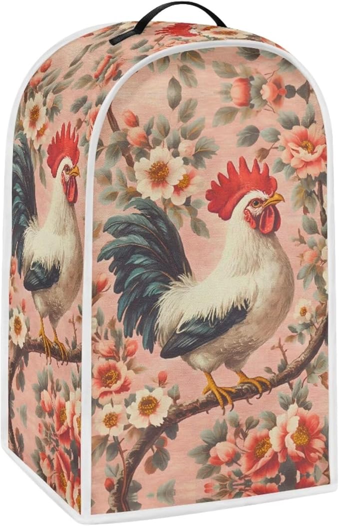 Rooster Flower Print Blender Dust Cover Stand Mixer or Coffee Maker Appliance Covers Anti Fingerprint Polyester Dust Proof Stain Resistant Blender Cover for Home Kitchen