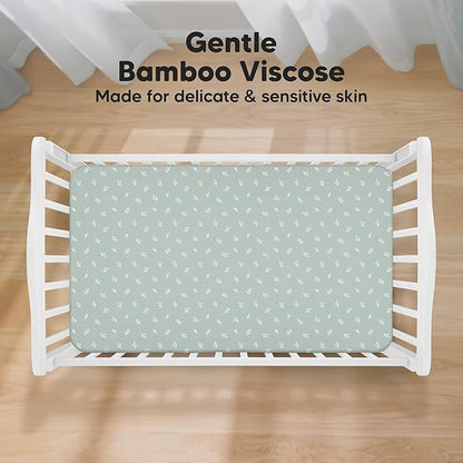 KeaBabies 2-Pack Baby Crib Sheets for Boys, Girls - 52x28 Viscose Derived from Bamboo Toddler Bed Sheets Neutral, Fitted Crib Mattress Cover for Standard Baby Bedding, Soft & Cozy (Prairie)