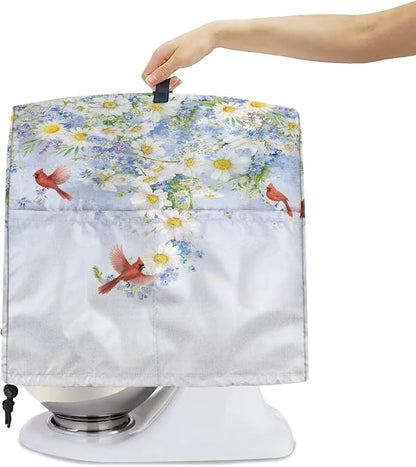 Cardinal Bird with Flower Mixer Dust Covers 6-8 Quart Stand Mixer Covers Protector Accessories Kitchen Decoration