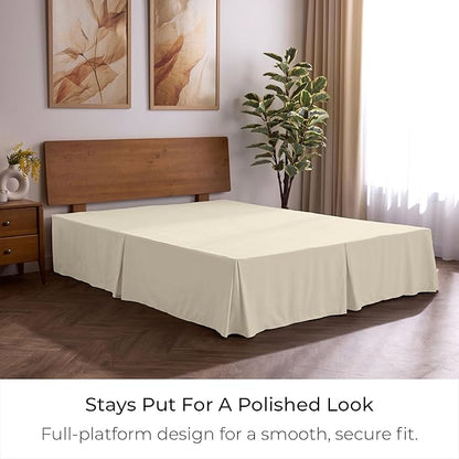 Mellanni Bed Skirt Full Size - Bed Skirting - 15-Inch Tailored Drop Pleated Dust Ruffle - Hotel Luxury Bedding - Wrinkle, Fade, Stain Resistant - 1 Bedskirt (Full, Golden Ivory)