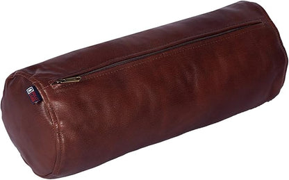 Neck Roll Pillow Cushion Cover, 20x6 Inch Full Moon Round Bolster Pillow Case, Cylinder Soft Lambskin Leather Pillowcase for Head, Spine & Neck Support During Sleep - Tan Pack of 2