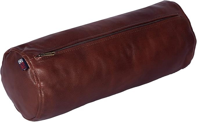Neck Roll Pillow Cushion Cover, 14x5 Inch Full Moon Round Bolster Pillow Case, Cylinder Soft Lambskin Leather Pillowcase for Head, Spine & Neck Support During Sleep - Tan Pack of 1