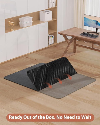 Blvornl Office Chair Mat for Hardwood Floor and Low Pile Carpet, 35.5" x 47.2" Corduroy Surface Desk Rolling Chair Mat for Hard Floors, Heavy Duty Carpeted Floor Protector Rug for Home, Dark Grey