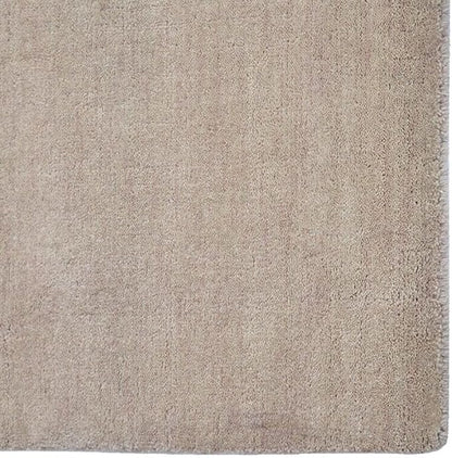 Rugsotic Carpets Hand Knotted Loom Wool ECO-Friendly Area Rugs - 2'6''x6', Runner, Beige Color, Solid Plain Design, High Pile Handmade Anti Skid Area Rugs for Living Room, Bed Room (L00111)