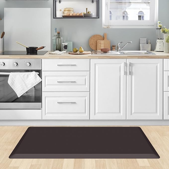 KitchenClouds Kitchen Mat Cushioned Anti Fatigue Rug 20"x39" Waterproof, Non Slip, Standing and Comfort Desk/Floor Mats for House Sink Office (Chocolate)