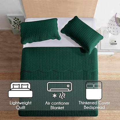 IR Imperial Rooms 8 Pack California King Quilt Bedding Set (118"x106") - Bulk Wholesale for Hotels, Guest Bedroom & Airbnbs - Lightweight Microfiber Reversible Embossed Quilts Bedspread (Emerald)