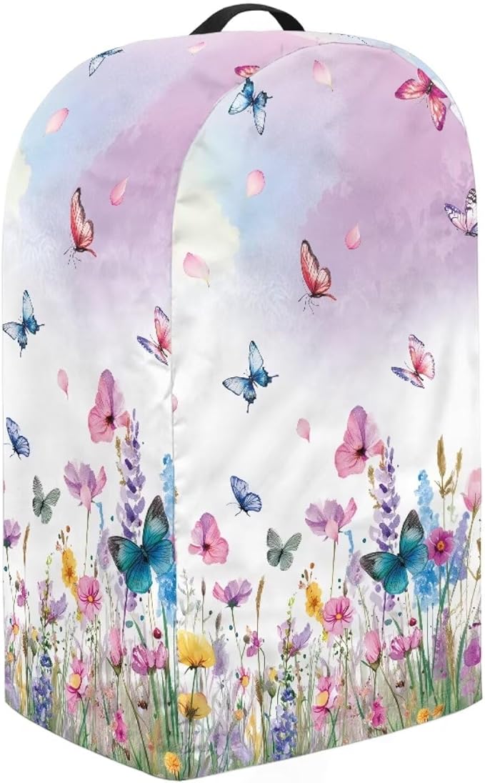 Drawstring Blender Dust Cover for Kitchen Small Appliance Decor, Colorful Floral Butterfly Anti Fingerprint Oil-proof Dust Proof Stand Mixer Juicer Soy Milk Machine Cover