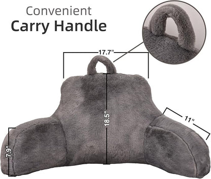 Btargot Extra Large Reading Pillow Bed Wedge Large Adult Backrest Lounge Cushion with Arms | Back Support for Sitting Up in Bed Gray