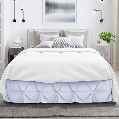 Nestl Ice Blue Bed Skirt Queen Size, Pinch Pleat Queen Bed Skirt, 14" Inch Drop Queen Bedskirt, Hotel Quality Ice Blue Bed Skirts, Premium Microfiber Bedskirt for Queen Bed, Ice Blue Queen Bed Skirt