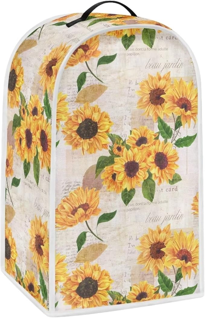 Sunflower Post Design Blender Covers Kitchen Appliance Dustproof Cover with Handle, Washable Kitchen Universal Food Processor Juicer Coffee Maker Cover