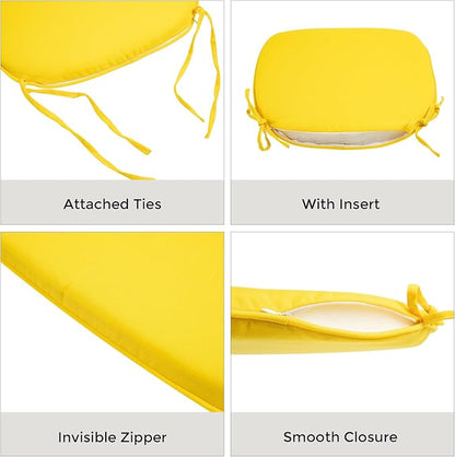 Outdoor Chair Cushions Set of 2,Patio Seat Cushion 17"x16"x2",U-Shaped Dining Chair Cushion 17 by 16 Inch,Water Resistant,Fade-Resistant Chair Pads for Kitchen Garden Furniture(Yellow)