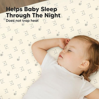 2-Pack Mini Crib Sheets Fitted - 38x26 Pack N Play Sheets for Pack and Play Mattress, Organic Cotton, Soft & Breathable Playard Bedding, Neutral Mini Toddler Bed Cover for Boys, Girls (Bumble Bear)