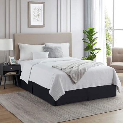 Nestl Black Bed Skirt King Size - King Bed Skirt 14 Inch Drop - Brushed Microfiber Bed Skirts - Hotel Quality Pleated Bed Skirt - Shrinkage & Fade Resistant