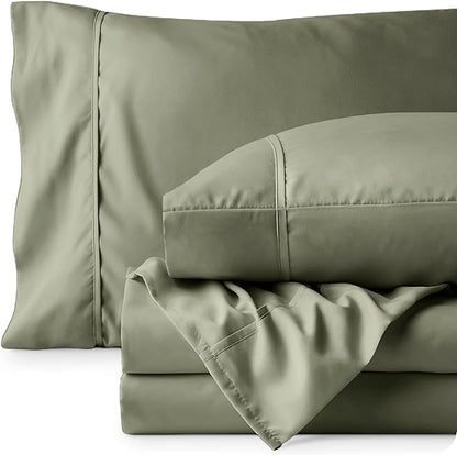Bare Home Full XL Sheet Set - Luxury 1800 Ultra-Soft Microfiber Full Extra Long Bed Sheets - Double Brushed - Deep Pockets - Easy Fit - 4 Piece Set - Bedding Sheets & Pillowcases (Full XL, Sage)