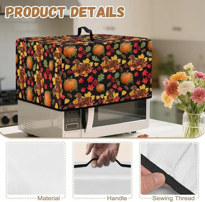 Microwave Dust Cover, Thanksgiving Dog Heat-Resistant Waterproof Polyester Fabric Microwave Oven Dust Cover Case Dustproof Protections Protector for Microwaves Ovens