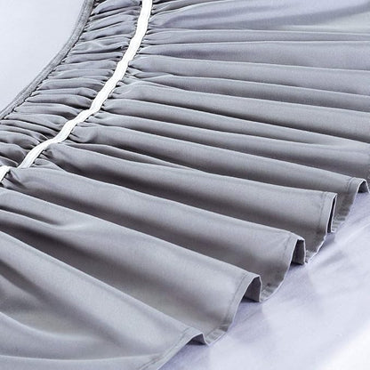 MEILA Wrap Around Bed Skirt Three Fabric Sides Elastic Dust Ruffled 16 Inch Tailored Drop,Easy to Install Fade Resistant-Grey, Queen/King