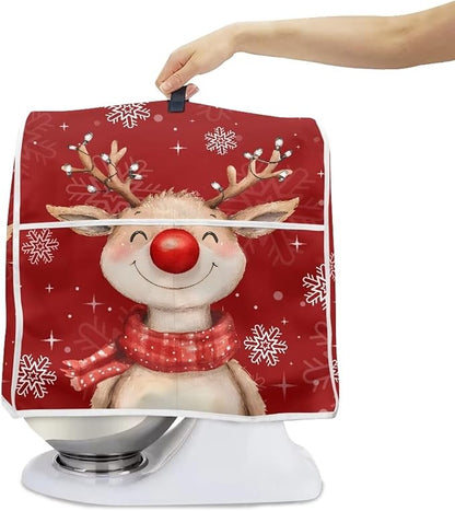 Christmas Reindeer Stand Mixer Cover 6-8 Quart Kitchen Mixer Cover Washable Food Processor Protective Covers Dust Protection Insulated Kitchen Appliance Cover Xmas Decor