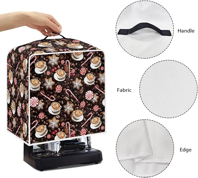 Coffee Maker Cover Christmas Coffee Machine Dust Cover Washable Folding Xmas Kitchen Decoration