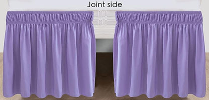 Biscaynebay Wrap Around Bed Skirts for King & Cal King Beds 15" Drop, Lavender Adjustable Elastic Dust Ruffles Easy Fit Wrinkle & Fade Resistant Silky Luxurious Fabric Machine Washable