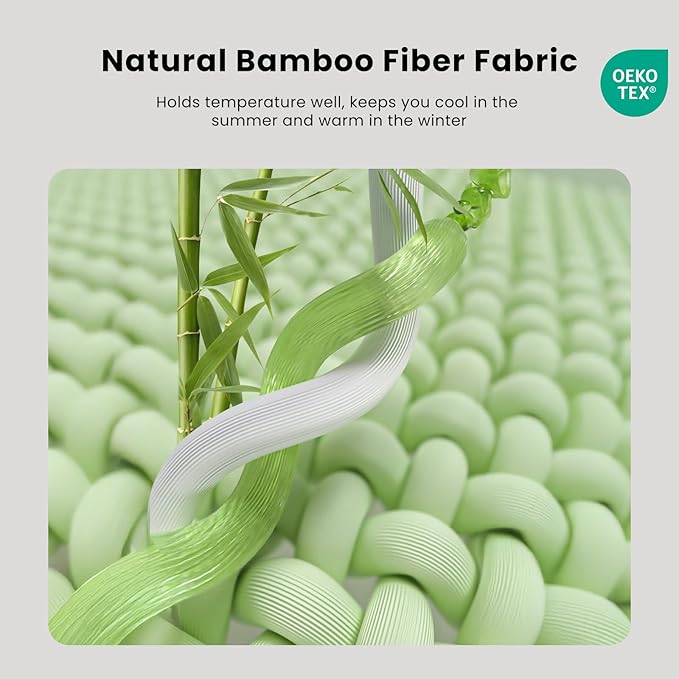 Bamboo Mattress Topper Twin Size 2 Inch, Cooling Gel & Bamboo Charcoal Memory Foam Mattress Topper for Back Pain Relief, Firm Dual-Layer Foam Bed Pad with Removable Cover College Dorm